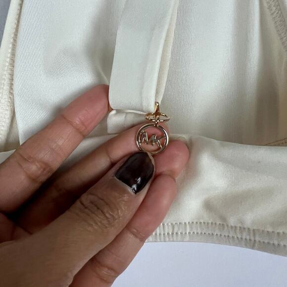 Michael Kors Women's Halter Top Grommet-Detail Bikini Set In Bone SZ XL New - Picture 7 of 11